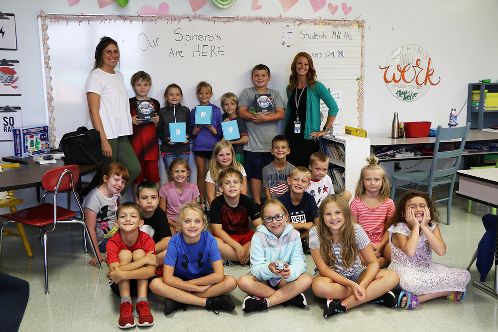 Third Grade Class Unboxes Sphero Bolts Donated to Class